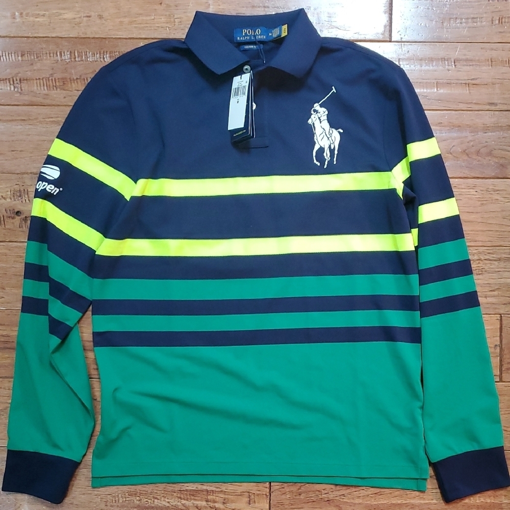 Polo Ralph Lauren Ball Crew Large Pony Striped Long Sleeve Shirt Us Open 2023